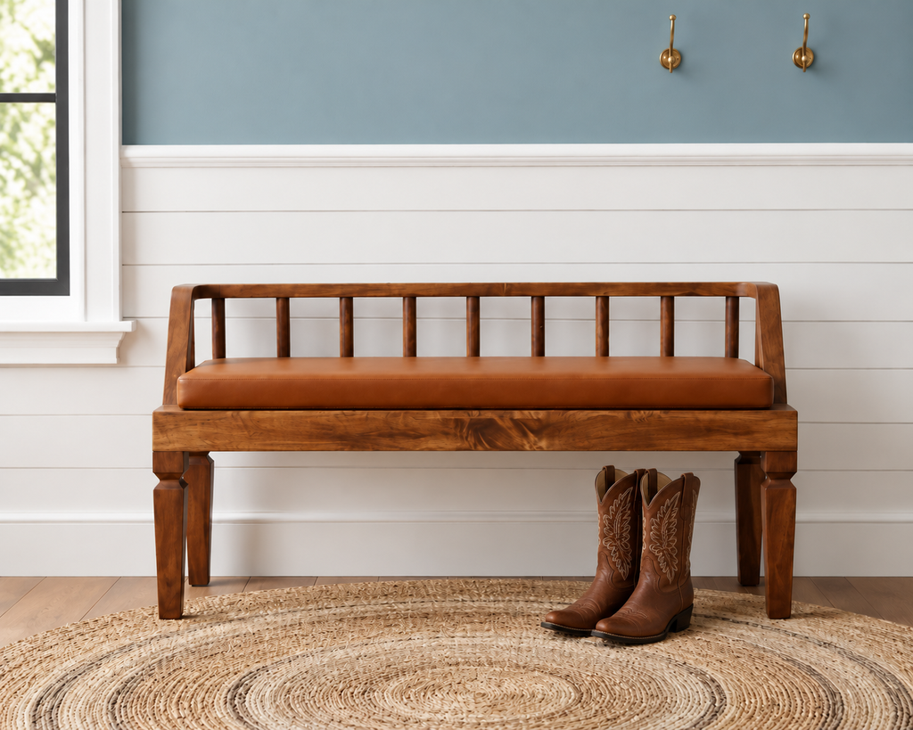 Bordeaux Leather Bench