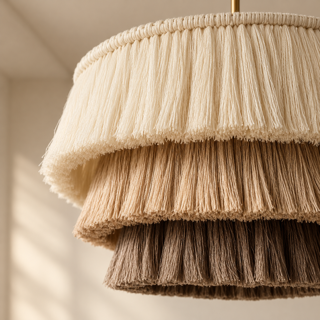 Cotton Fringe Chandelier Cappuccino