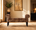 Leopard Print Cotton Velvet and Mango Wood Bench
