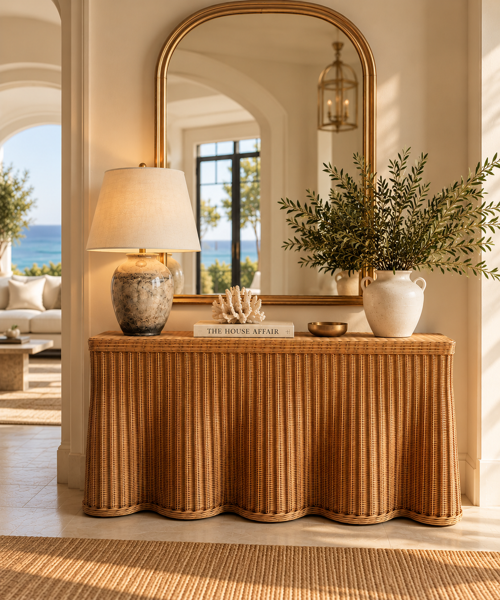 The ‘Scallop Tease’ Rattan Console