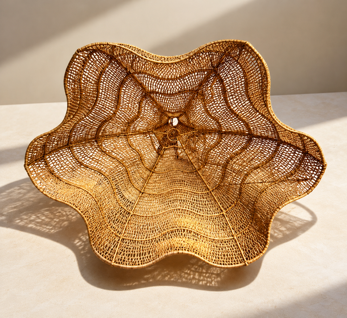 Handmade Wave Rattan Pendant Hanging Light Chandelier 100cm