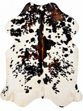 Large Tricolor Cowhide Rug S611-5.7x 6.4 ft