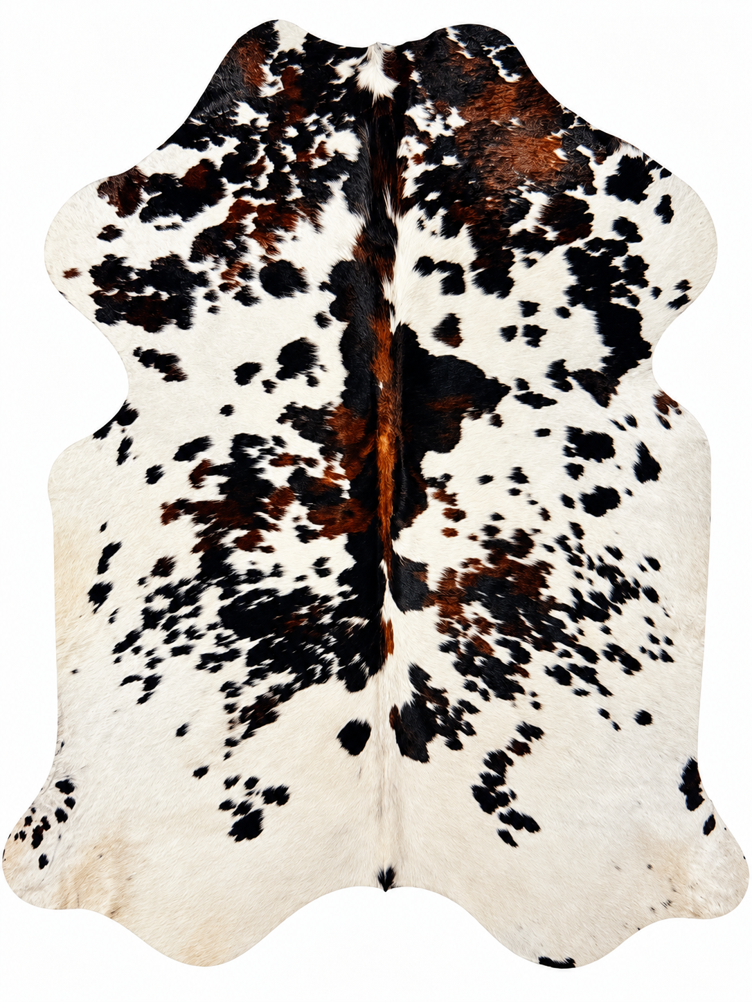 Large Tricolor Cowhide Rug S611-5.7x 6.4 ft