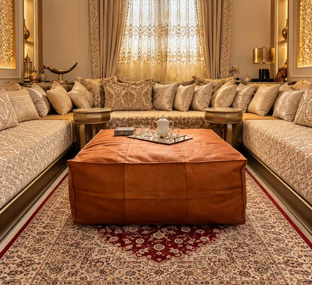 The ‘Lounge Affair’ Leather Ottoman Cover (Unstuffed)