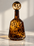 Large Amber Leopard Print Glass Apothecary Bottle