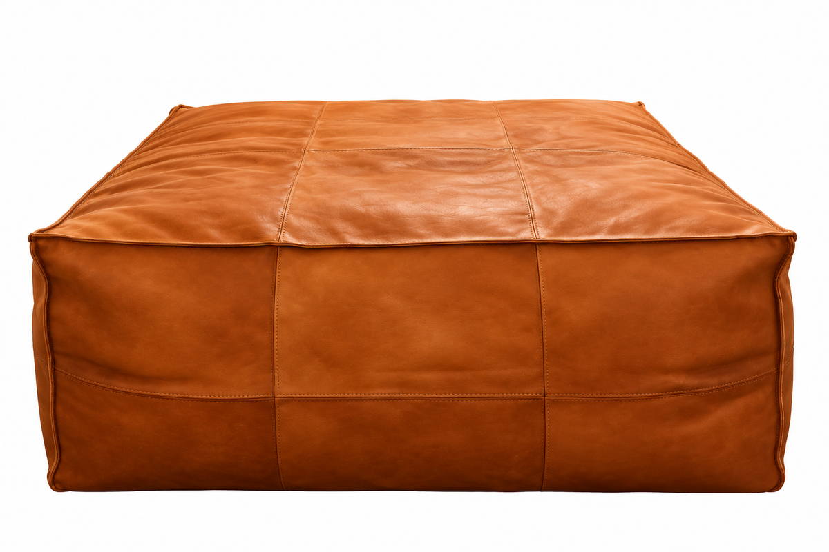 Handmade Furniture | Cowhide Leather Ottomantable-Unstuffed