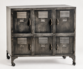 Antiqued Industrial Large Iron Storage / Side Cabinet