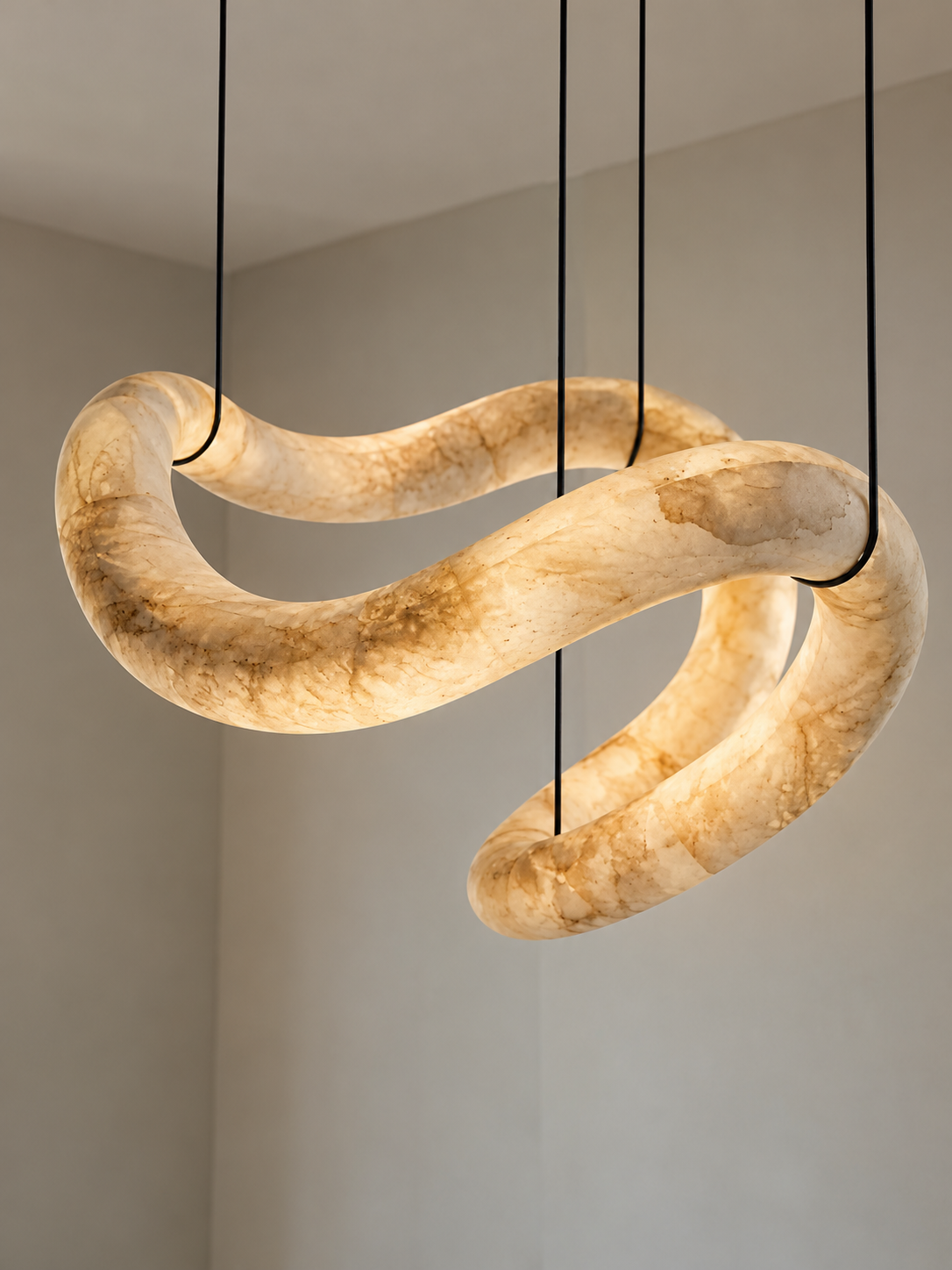 Araco Lumière Frozen Novar Alabaster Led Pendant Light
