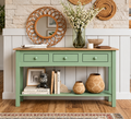 Wood Hall Table Console 3 Drawers Farmhouse Sage Green | Furniture Dash